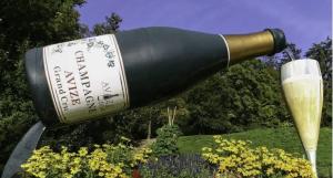 Una botella grande de vino en un jardín en Détente et spa Expérience, en Villers-Allerand