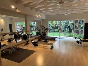 a gym with treadmills and exercise equipment in a room at 2 Bedroom Apartment with Private Gym in Johannesburg
