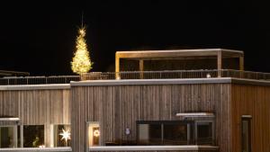 a christmas tree on the roof of a building at Folkestadvegen 23Q in Bø