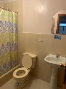 een badkamer met een toilet en een wastafel bij Hospedaje Fenix in Cuenca