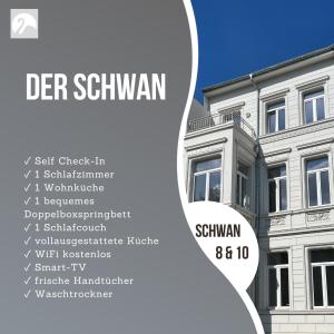 een flyer voor een gebouw met een gebouw bij Der Schwan 8 & 10 - zentral- stilvoll in Düren - Eifel