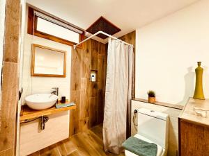 a bathroom with a sink and a toilet at Apartamento El Maset in Tárrega