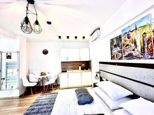 Postel nebo postele na pokoji v ubytování Epicenter