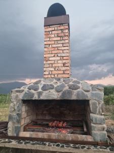 an outdoor brick oven with a fire place at Rancho Laila in Shilda