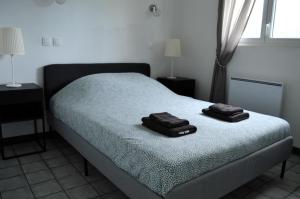 Postel nebo postele na pokoji v ubytování La petite Marie-B, terrasse, plages à 250m