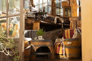 ein Geschäft mit Kamin in einem Zimmer mit Möbeln in der Unterkunft Hotel y Restaurant Doña Rode in Andacollo