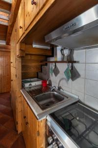 eine Küche mit einer Spüle und einem Herd in der Unterkunft Excenex Apartment in Aosta