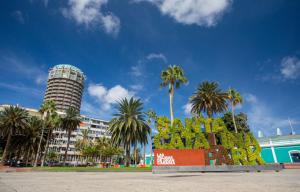 um parque com palmeiras e um edifício em Empire Canteras By CanariasGetaway em Las Palmas de Gran Canaria