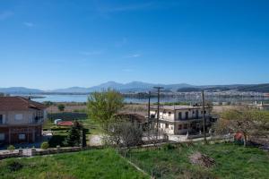 mit Blick auf ein Haus und einen See in der Unterkunft Lake House Ioannina in Ioannina