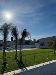 un groupe de palmiers devant un bâtiment dans l'établissement Cava Del Sol, à Augusta