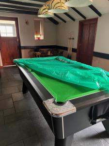 布里奇沃特的住宿－The Malt Shovel Inn，一张带绿布的台球桌