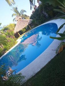 a swimming pool with a reflection in the water at Condominio 15, casa 3 Joyas de Ixtapa in Ixtapa