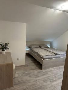 - une chambre avec un grand lit dans l'établissement Prostorno in prijetno stanovanje, à Smarjeske Toplice