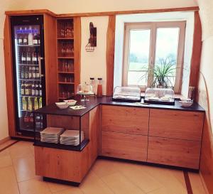 a counter in a room with a window at Lehnerhof in Grossraming