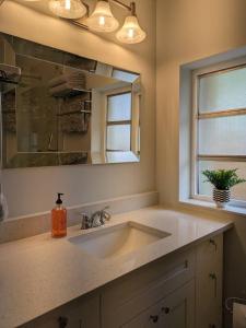 een badkamer met een wastafel en een spiegel bij Cozy Fun-Size Getaway + Pool&Spa 5 mins to Beach in Fort Lauderdale