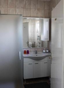 W łazience znajduje się umywalka i lustro. w obiekcie Kuća za odmor Ante w mieście Ilok