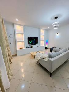 阿魯沙的住宿－Meru Villas，带沙发和电视的客厅
