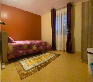 a bedroom with a bed and a window with curtains at Kijabe Sunset View Guesthouse in Kijabe