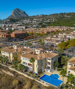 an aerial view of a city with houses at Casita Bonita - with private garden near beach in Jávea in Jávea