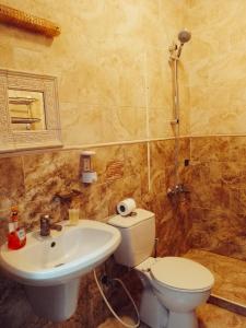 bagno con servizi igienici e lavandino di Amir Palace Hotel ad Aqaba