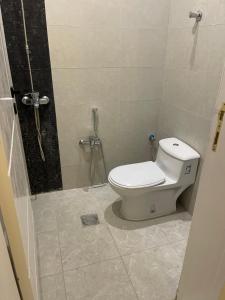 a bathroom with a toilet and a shower at Al Jadeed Istudio In Al Jubaylah in Al ‘Uyaynah