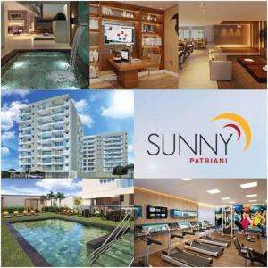 a collage of three pictures of a resort at Maravilhoso Studio Flat Apto no Bosque - Campinas in Campinas