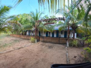 una casa con palmeras delante en The Cove Pasikuda - Eco Resort, en Pasikuda