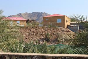 a house on top of a hill with palm trees at Hatta Hills in Al Ḩajarayn