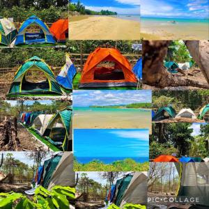 kolaż zdjęć namiotów na plaży w obiekcie CampSarap Hostel & Resort w mieście Valencia