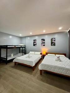 1 dormitorio con 2 camas y 1 litera en Florencia's Inn, en Panglao
