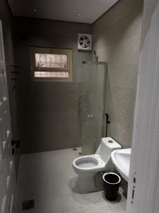 a bathroom with a toilet and a sink at Mangroves luxury suites in Al Madinah