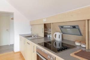 a kitchen with a sink and a coffee maker on the counter at Apartment Tati in Dol pri Ljubljani +15 photos