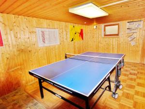 トレーポラッハにあるLovely Apartment in Tr polach with Saunaの木製の壁の部屋の卓球台