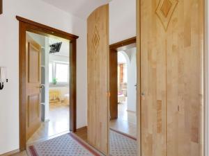 a hallway with wooden doors in a house at Upscale Apartment in Salzburg with terrace and country views in Hollersbach im Pinzgau