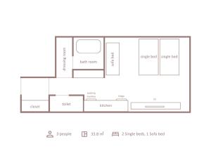 a floor plan of a tiny house at Minn Nijo-jo in Kyoto