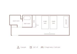 a floor plan of a small apartment at Minn Nijo-jo in Kyoto