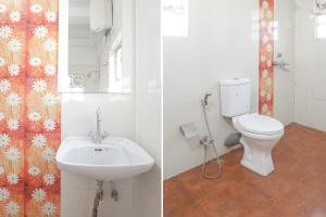 two pictures of a bathroom with a toilet and a sink at FabExpress Corporate Stays in Rānchī