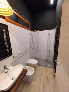un bagno con wc, lavandino e doccia di Ciclamino fori Porta Pispini 2 a Siena
