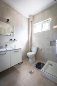 La salle de bains est pourvue de toilettes, d'un lavabo et d'une fenêtre. dans l'établissement Villa Luca Christo, à Mrzenci