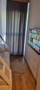 Uma televisão e/ou sistema de entretenimento em Divcigora Apartman E&N