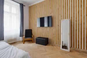 Televízia a/alebo spoločenská miestnosť v ubytovaní Vita Nejedleho apartments