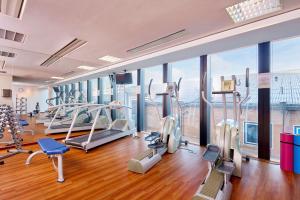 Fitness centrum a/nebo fitness zařízení v ubytování HYPERION Hotel Basel