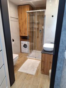 Koupelna v ubytování Krynica Centrum Parking-Storczyk 28m + 17 fotografií