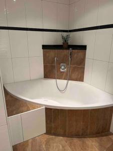 a bath tub with a hose in a bathroom at Large 8 Bed Apartment. Perfect Location. in Stuhlfelden