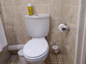 a bathroom with a white toilet in a bathroom at Queen's Place in Johannesburg +7 photos