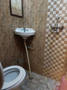 a bathroom with a sink and a toilet at Durag Niwas Guest House in Jodhpur