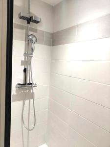 a shower with a shower head in a bathroom at Opale Dunes T2 à 200m Plage Dunes WIFI BALNÉO-SPA 4 PERS Garage PRIVÉ in Berck-sur-Mer +6 photos