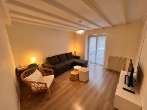 Televízia a/alebo spoločenská miestnosť v ubytovaní Appartement RDC 9 personnes, 2 chambres, wifi, proche du centre