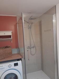 bagno con doccia e lavatrice di Chez Paulette a Halinghen Altre 15 foto