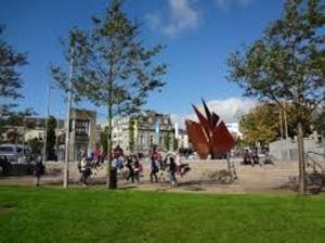 a group of people riding bikes in a park at Skeffington Arms Hotel in Galway